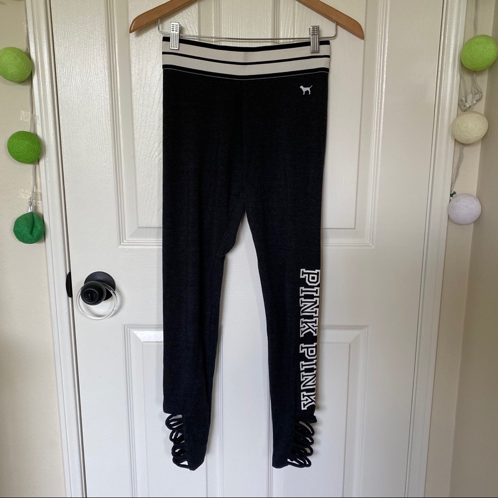 Dark Gray/Black Leggings with Leg Cutout